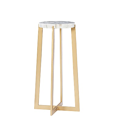 Powell Grecade Drink Side Table, 26-3/4"H x 13-1/2"W x 13-1/2"D, Gold/Gray