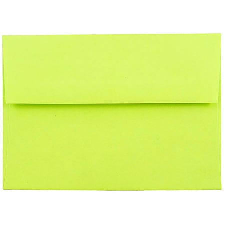 JAM Paper® Booklet Invitation Envelopes, A6, Gummed Seal, Lime Green, Pack Of 25