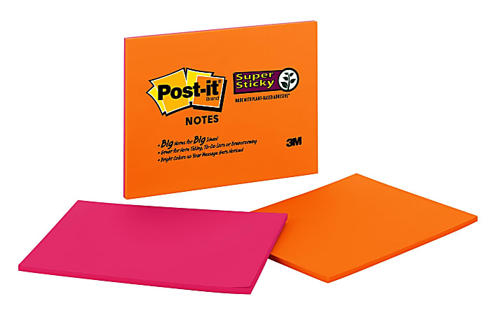 Post it® Super Sticky Notes, 90 Total Notes, Pack Of 2 Pads, Lined, 8" x 6", Rio de Janeiro, 45 Notes Per Pad