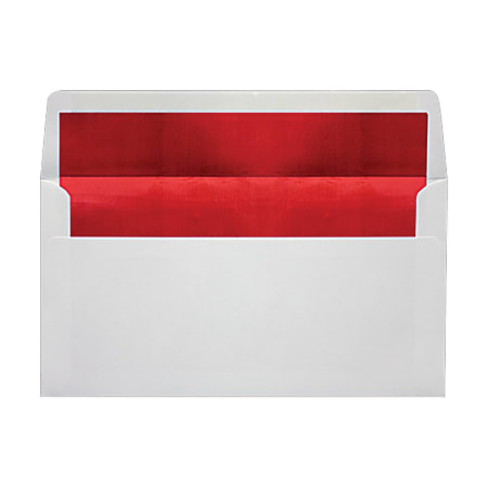LUX Photo Greeting Foil-Lined Invitation Envelopes, A7, Peel & Stick Closure, White/Red, Pack Of 500