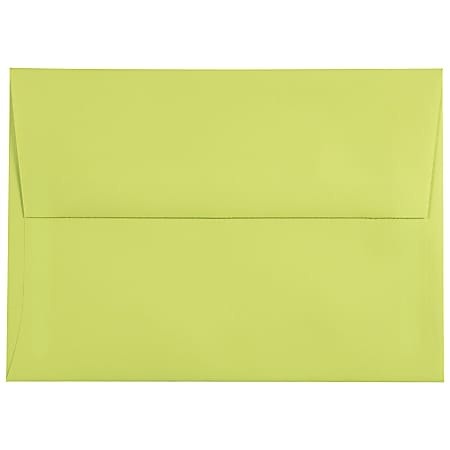 JAM Paper® Booklet Invitation Envelopes, A7, Gummed Seal, Lime Green, Pack Of 25