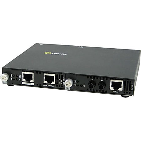 Perle SMI-100-S2ST120 Media Converter - 2 x Network (RJ-45) - 1 x ST Ports - Management Port - 100Base-ZX, 100Base-TX - External, Rail-mountable, Rack-mountable, Wall Mountable
