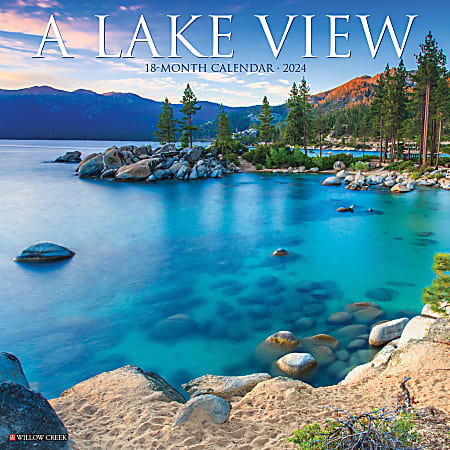 2024 Willow Creek Press Scenic Monthly Wall Calendar, 12" x 12", Lake View, January to December