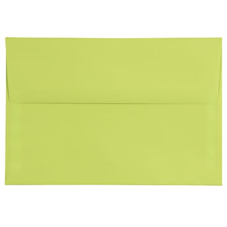 JAM Paper® Booklet Invitation Envelopes, A8, Gummed Seal, Lime Green, Pack Of 25