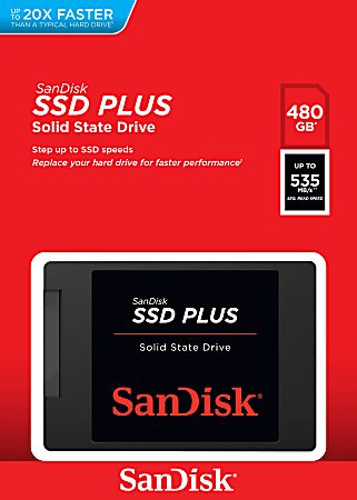 SanDisk SSD PLUS Internal Solid State Drive 480GB Black - Office Depot