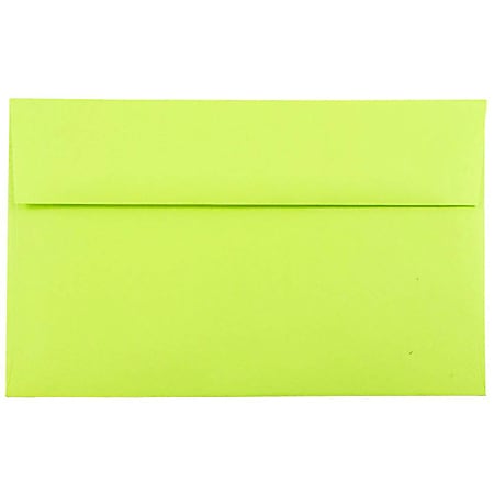 JAM Paper® Booklet Invitation Envelopes, A10, Gummed Seal, Ultra Lime, Pack Of 25