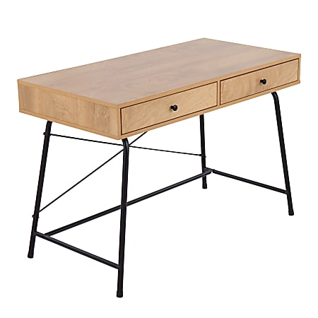 LumiSource Casper 44"W Industrial Writing Desk, Brown/Black