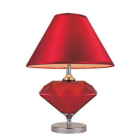 Elegant Designs Colored Glass Table Lamp, 22 3/4"H, Red Shade/Red Base