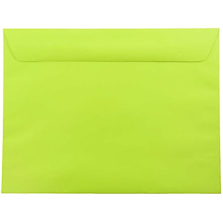 JAM Paper® Booklet Envelopes, 9" x 12", Gummed Seal, Ultra Lime Green, Pack Of 25