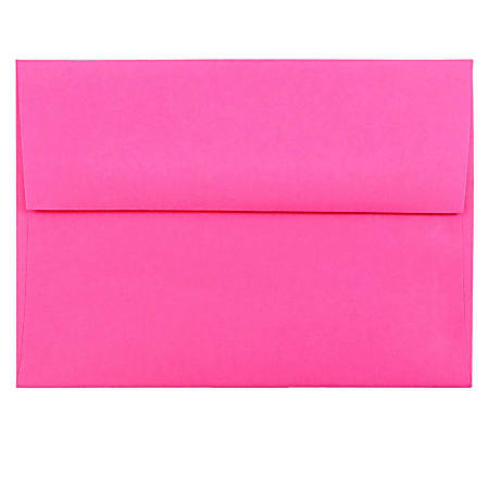 JAM Paper® Booklet Invitation Envelopes, A6, Gummed Seal, Fuchsia Pink, Pack Of 25