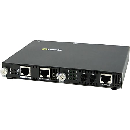 Perle SMI-110-S2ST120 Fast Ethernet Media Converter - 2 x Network (RJ-45) - 1 x ST Ports - Management Port - 100Base-ZX, 100Base-TX - Rack-mountable, Wall Mountable, Rail-mountable
