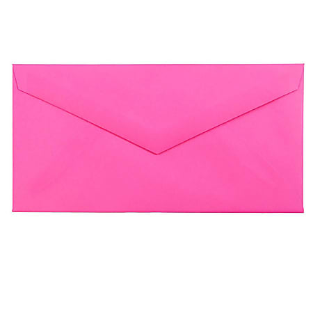 JAM Paper® Booklet Envelopes, #7 3/4 Monarch, Straight Flap, Gummed Seal, Fuchsia Hot Pink, Pack Of 25