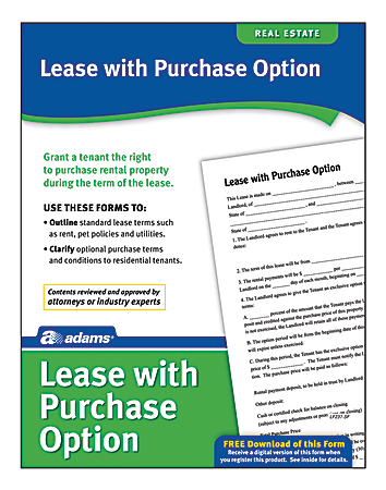 8.5 x 11 Inch 4-Pack Adams Lease with Purchase Option Forms White LF237 