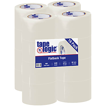 Tape Logic® Flatback Tape, 3" Core, 3" x 60 Yd., Natural White, Case Of 16
