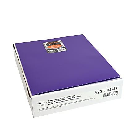 C-Line 2-Pocket Poly Portfolios, Letter Size, Purple, Pack Of 25 Portfolios