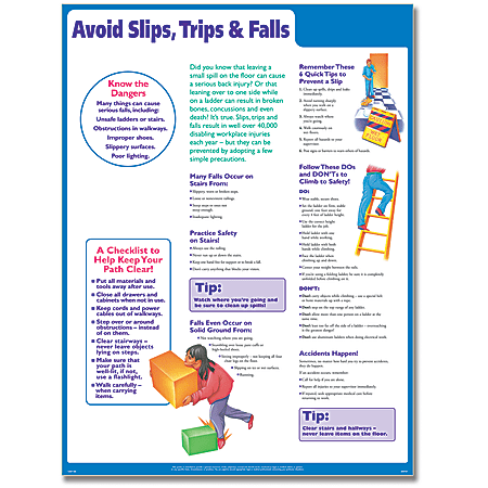 ComplyRight™ Avoid Slips,Trips And Falls Poster, English, 18" x 24"