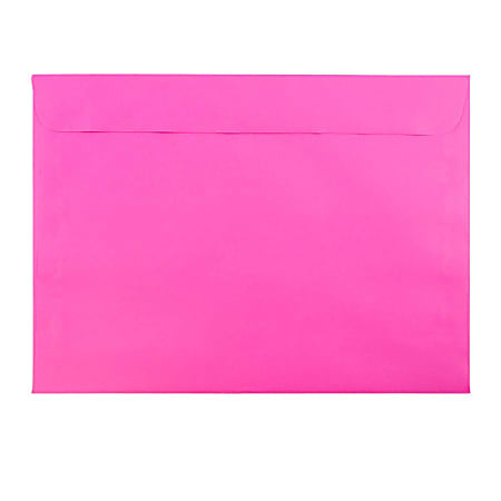 JAM Paper® Booklet Envelopes, 9" x 12", Gummed Seal, Ultra Fuchsia Pink, Pack Of 25