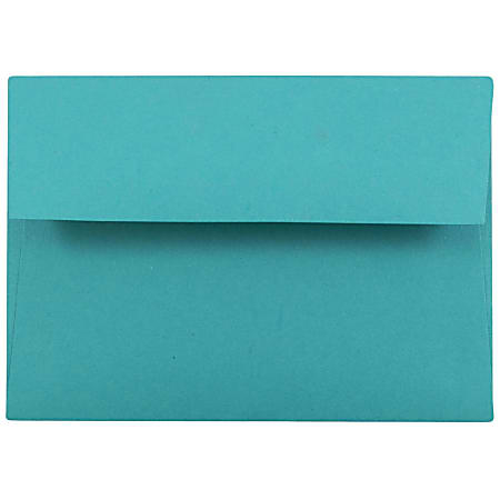 JAM Paper® Booklet Envelopes, #4 Bar (A1), Gummed Seal, 30% Recycled, Sea Blue, Pack Of 25