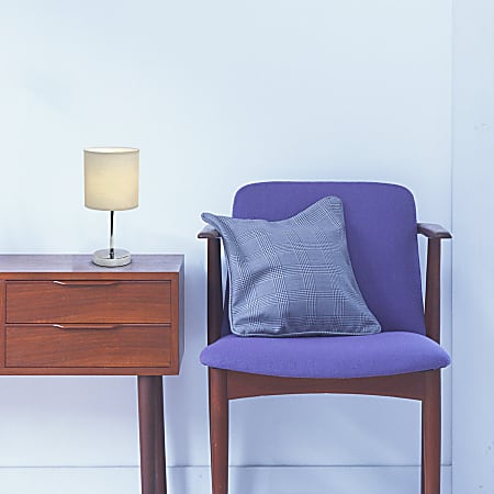 Simple Designs Mini Basic Table Lamp with Fabric Shade 11 H WhiteChrome ...