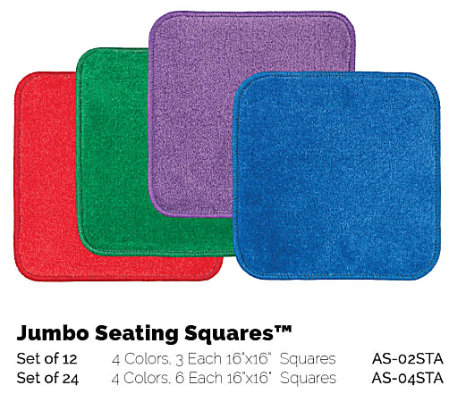 Flagship Carpets Jumbo Seating Squares, 16" x 16", Multicolor, Set Of 12