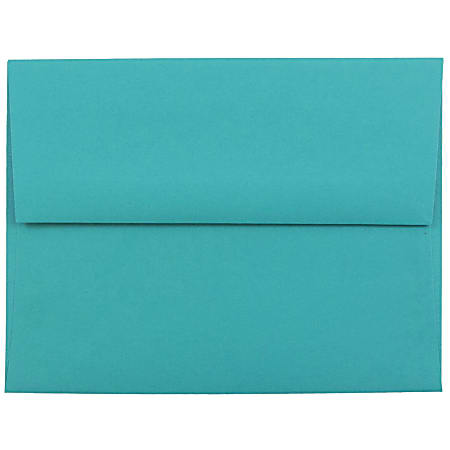 JAM Paper® Booklet Invitation Envelopes, A2, Gummed Seal, 30% Recycled, Sea Blue, Pack Of 25