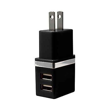 Duracell® Dual USB Wall Charger, Metallic Black