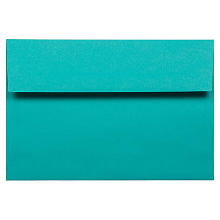 JAM Paper® Booklet Invitation Envelopes, A8, Gummed Seal, 30% Recycled, Sea Blue, Pack Of 25