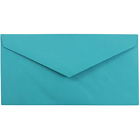JAM Paper® Booklet Envelopes, #7 3/4 Monarch, Gummed Seal, 30% Recycled, Sea Blue, Pack Of 25
