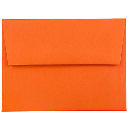 JAM Paper® Booklet Invitation Envelopes, A2, Gummed Seal, 30% Recycled, Orange, Pack Of 25