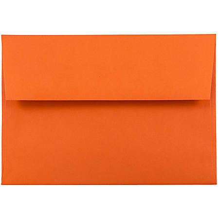 JAM Paper® Booklet Invitation Envelopes, A6, Gummed Seal, 30% Recycled, Orange, Pack Of 25