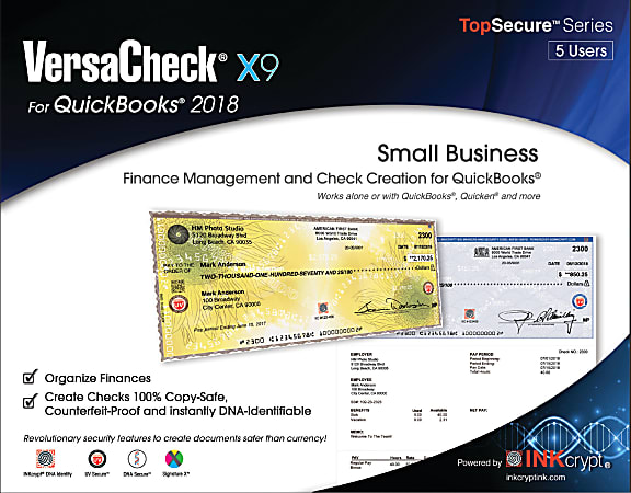 VersaCheck® X9 2018 For QuickBooks®, 5 User, Traditional Disc