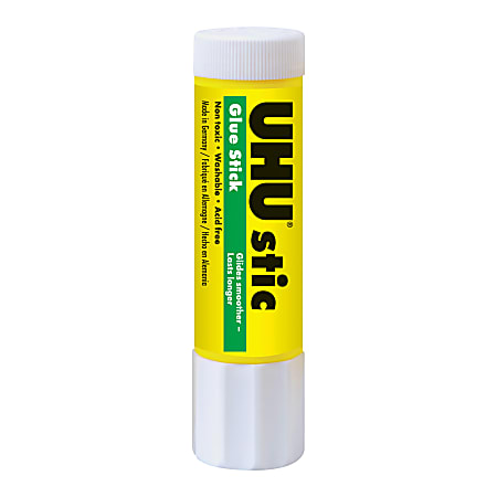 Saunders UHU stic Washable Glue Stick - 0.74 oz - 12 / Box - White