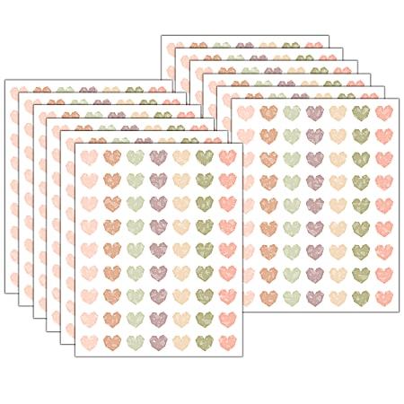 Teacher Created Resources Mini Stickers, 1/2”, Terrazzo Tones Hearts, 378 Stickers Per Pack, Bundle Of 12 Packs