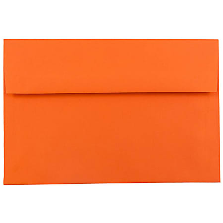 JAM Paper® Booklet Invitation Envelopes, A7, Gummed Seal, 30% Recycled, Orange, Pack Of 25