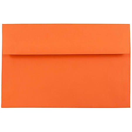 JAM Paper® Booklet Invitation Envelopes, A8, Gummed Seal, 30% Recycled, Orange, Pack Of 25