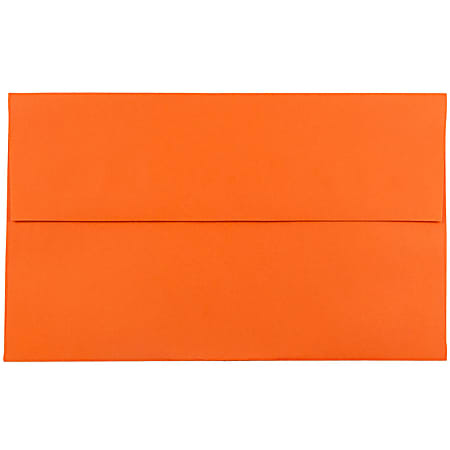 JAM Paper® Booklet Invitation Envelopes, A10, Gummed Seal, 30% Recycled, Orange, Pack Of 25