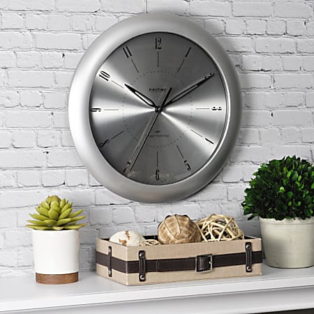 FirsTime® Plasma Steel Modern Round Wall Clock, 11", Silver