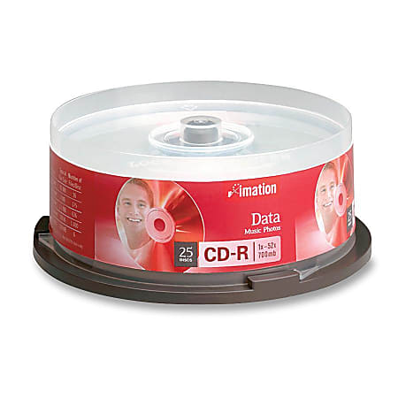 Imation CD Recordable Media - CD-R - 52x - 700 MB - 25 Pack Spindle - 120mm - 1.33 Hour Maximum Recording Time