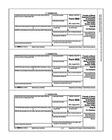 ComplyRight 3922 Tax Forms, Employee Copy B, 2-Part, 8 1/2" x 11", Pack Of 50