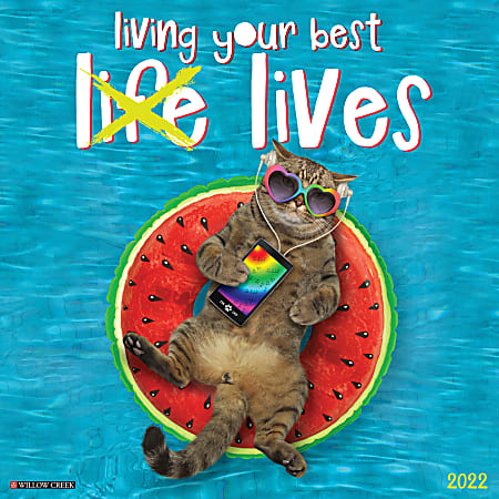 Willow Creek Press Animals Monthly Wall Calendar, 12" x 12", Living Your Best Lives, January to December 2022, 18736