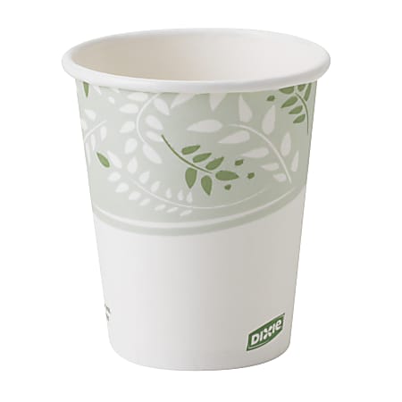 Dixie® PLA Paper Hot Cup, 10 Oz, White/Green, 50 Cups Per Sleeve