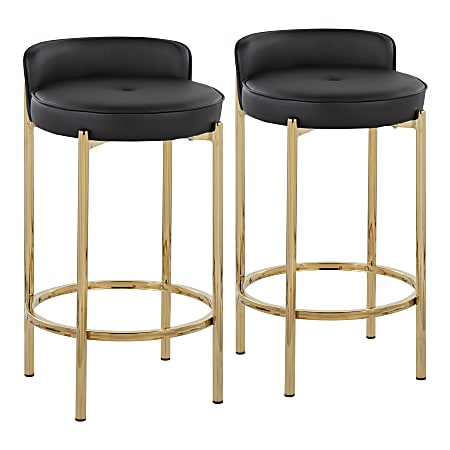 LumiSource Chloe Counter Stools, Black/Gold, Set Of 2 Stools