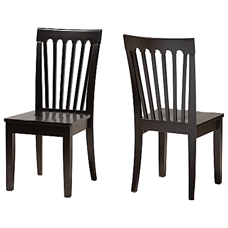 Baxton Studio Minette Wood Dining Chairs, Dark Brown, Set Of 2 Dining Chairs