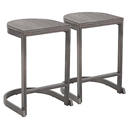 LumiSource Industrial Demi Counter Stools, Antique/Espresso, Set Of 2 Stools