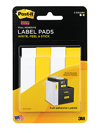 Post-it® Super Sticky Removable Label Pads, 2900-WY, Rectangle, 3/4" x 2 3/8", Assorted Colors, 25 Labels Per Pad, Pack Of 8 Pads
