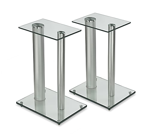 Mount-It! MI-28S Premium Speaker Stands, 18-1/4”H x 11-3/4”W x 9-3/4”D, Silver, Set Of 2 Stands