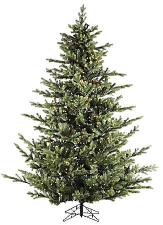 Fraser Hill Farm 7 1/2' Foxtail Pine Artificial Christmas Tree With Multi-Color LED String Lighting And Stand, Green/Black