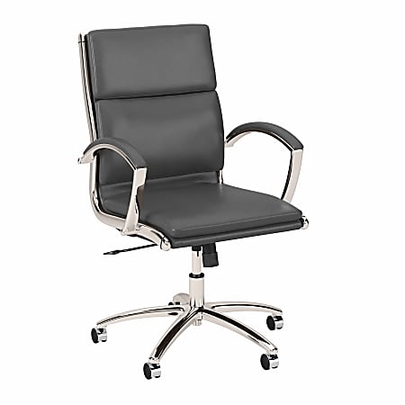 Bush Business Furniture Modelo Bonded Leather Mid-Back Executive Office Chair, Dark Gray, Standard Delivery