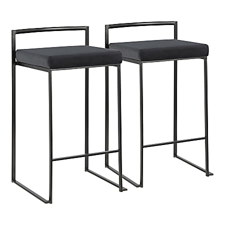 LumiSource Fuji Contemporary Counter Stools, Black, Set Of 2 Stools, B26FUJIBKVBK2
