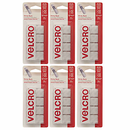 VELCRO® Brand STICKY BACK® Fasteners, Square, 0.88", White,